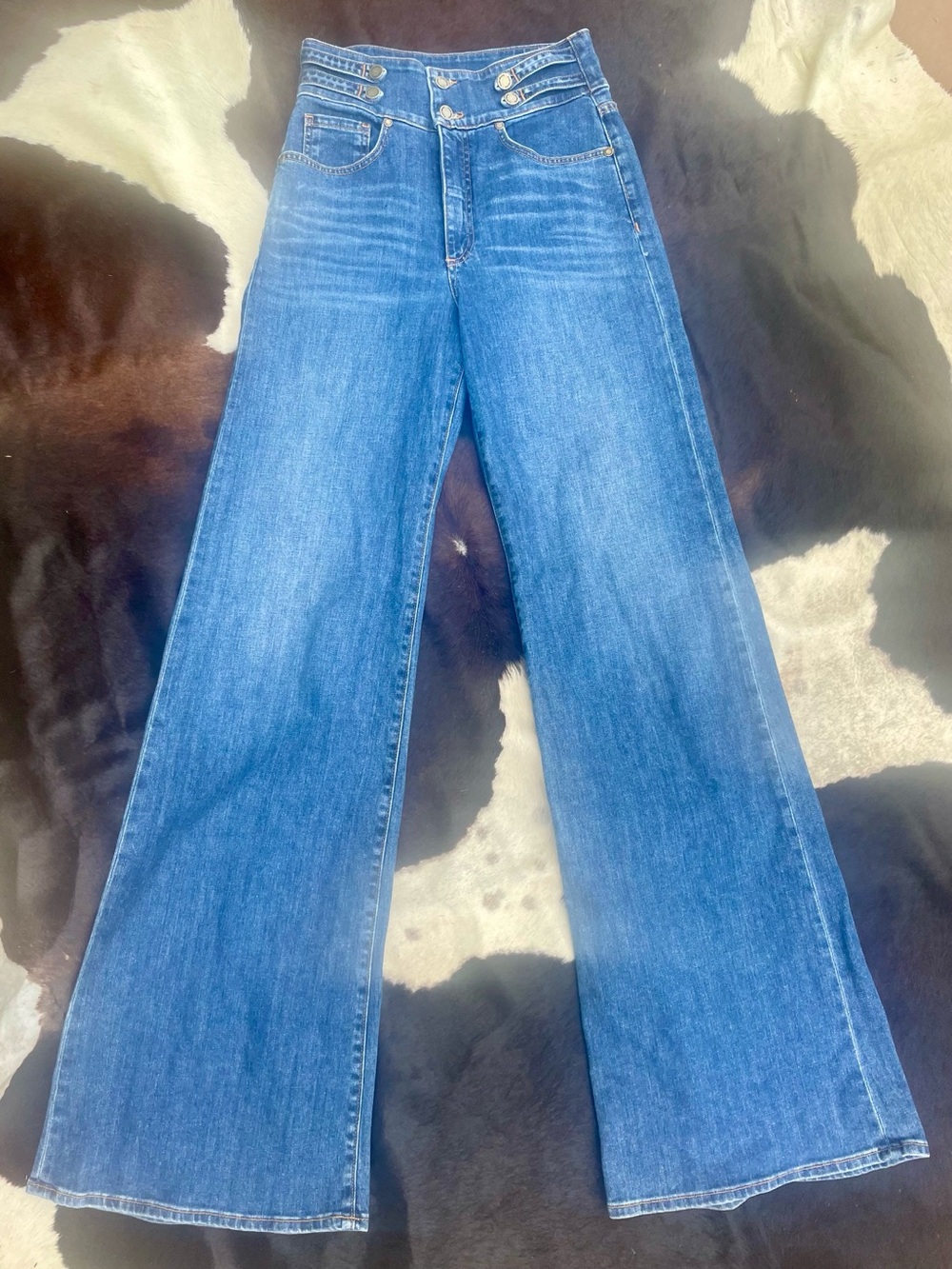 Ramy Brook Dark Blue High-Waist Wide Leg Jeans - Picture 3 of 15